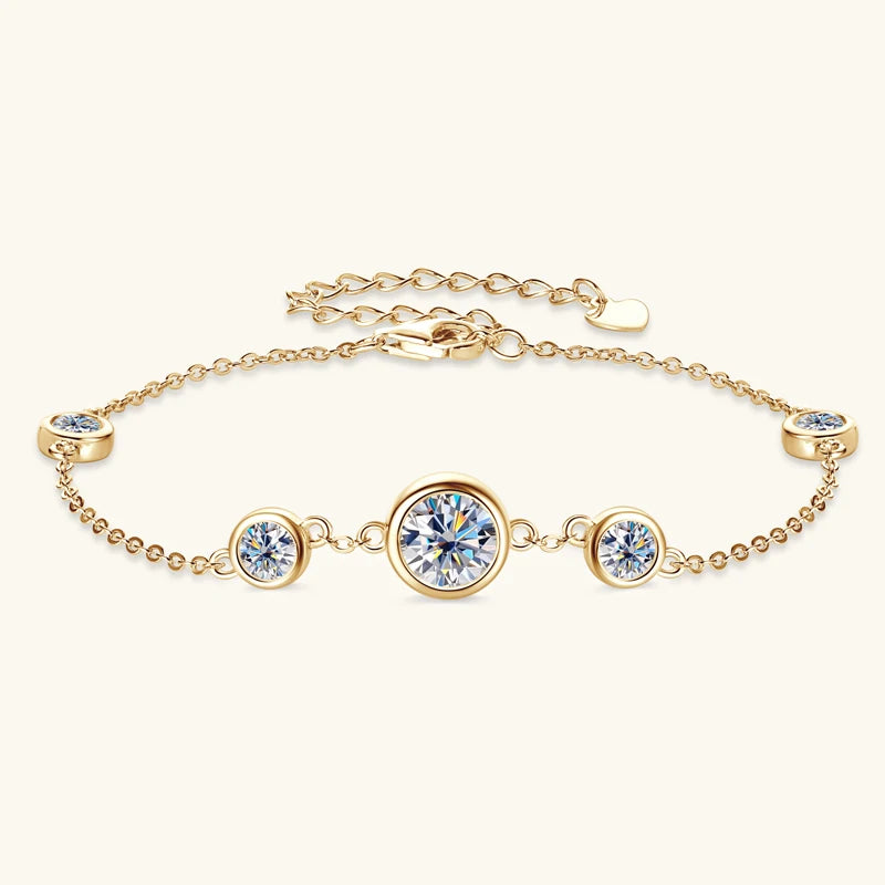 Anizw 2024 New 18k Gold Plated Bracelet 925 Silver Chain 2mm D Color Bezel Moissanite Bracelets Fashion Women's Jewelry Gifts