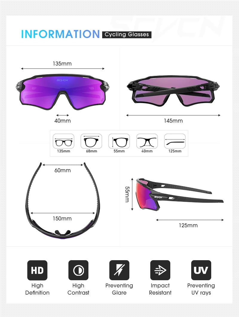 SCVCN Photochromic Sunglasses Bicycle Cycling Glasses MTB Driving Running UV400 Polarized Fishing Goggles Man Woman Bike Eyewear