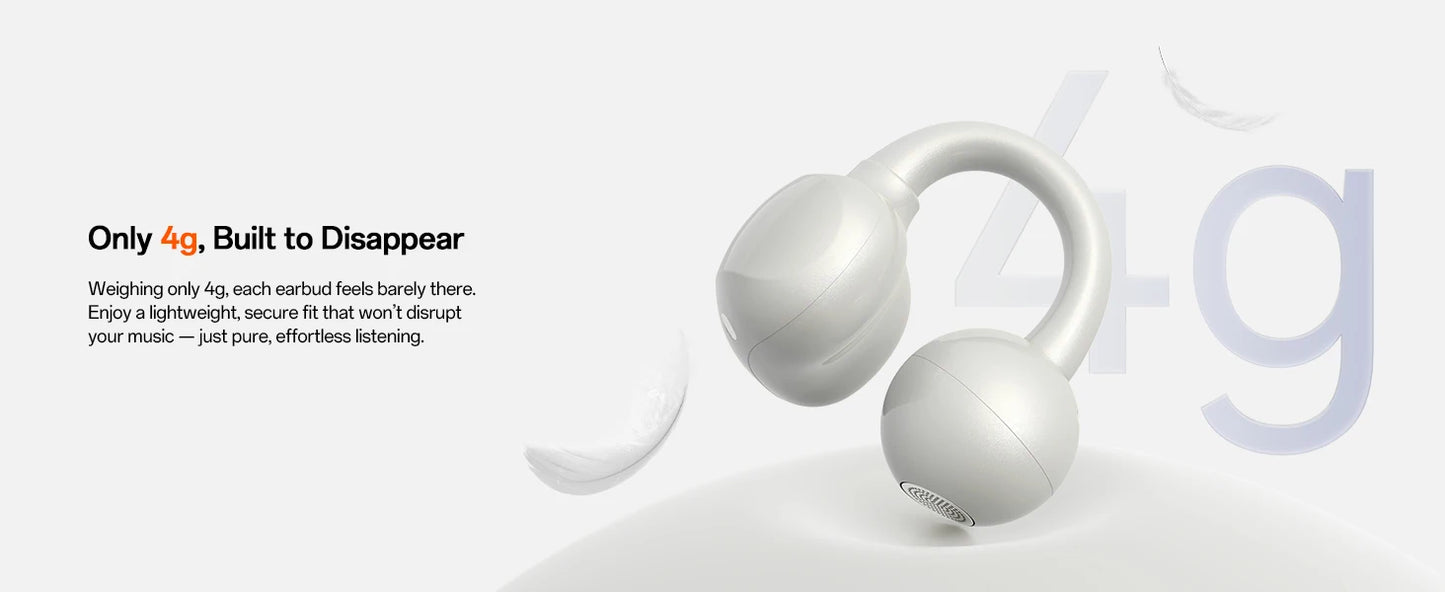 Oneodio OpenRock E Open Ear Wireless Earphones Bluetooth 6.0 Ear Clip Earbuds Sports Clip On OWS Earring Headphones APP Support
