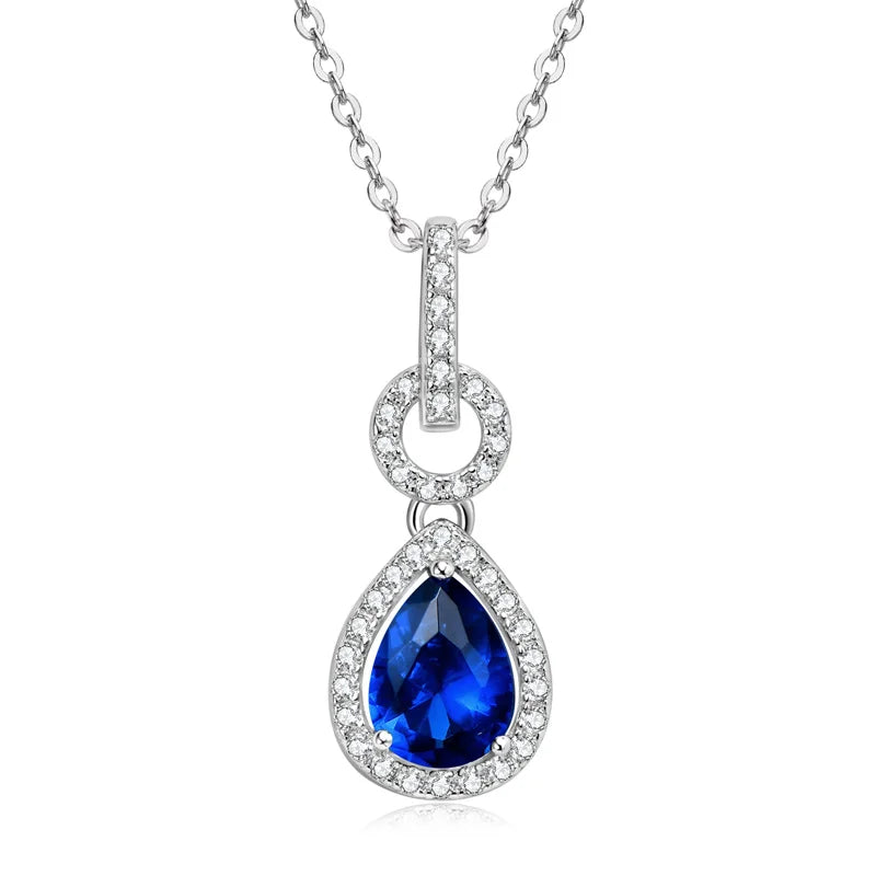 Lnngy Certified 925 Sterling Silver Chain Necklace Irregular Colorful Gemstone Pendant Necklaces for Women Collar Mujer