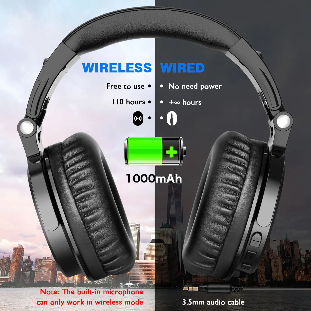 Oneodio Wireless Headphones Bluetooth 5.2 Headset Over Ear Stereo Super Bass Earphones With Microphone For Phone PC Sport