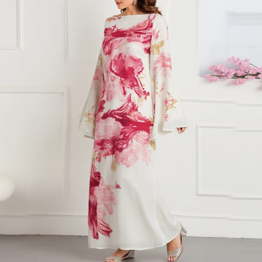 Rafiah Women's Dresses Summer Comfortable Elegant 2025 Tie Dye Glamorous Long Sleeve Round Neck A-Line Midi Vacation Dresses 0