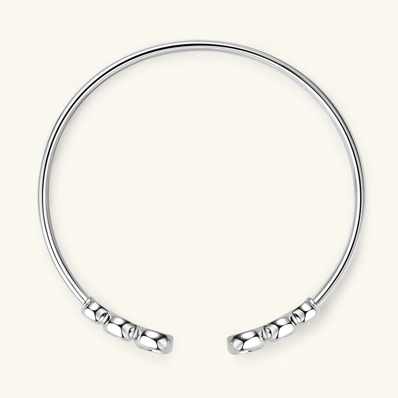 Lnngy Adjustable Cuff Bracelet Original and Pure 925 Sterling Silver Bezel Moissanite Bracelets For Women Opening Wrist Jewelry
