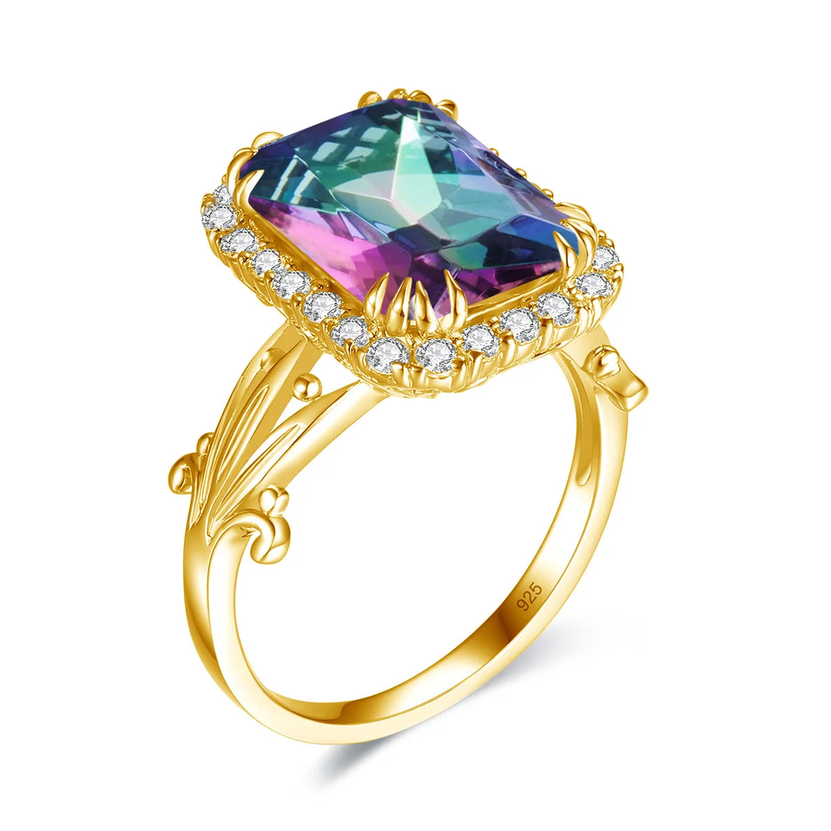 Szjinao High Quality Woman Ring 925 Sterling Silver Aquamarine Rings Gold Plated Luxury Elegant Banquet Party Fine Jewelry