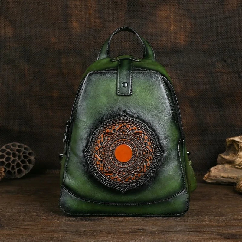 MOTAORA Vintage Large Capacity Backpack For School Teenagers Girls Women Leather Bag 2025 New Totem Embossed Travel Backpacks
