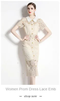 Sheath Bodycon Flower Embroidery Lace Prom Dress – Women's Summer/Fall Short Sleeve Midi Evening Dress