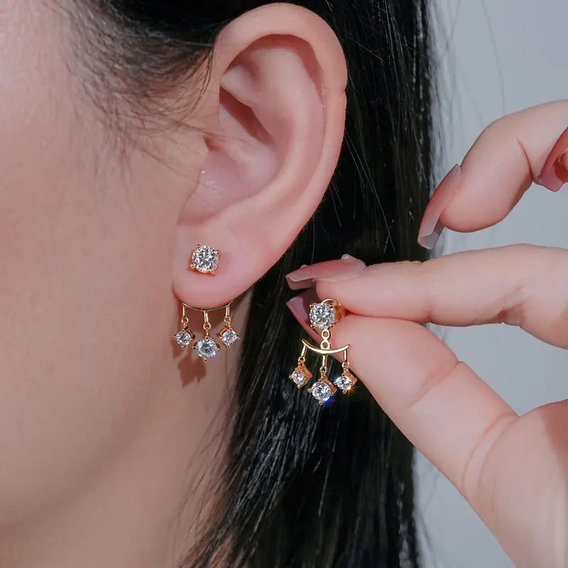 Lnngy Certified GRA 5mm 0.5ct Moissanite Earrings For Women 925 Sterling Silver Stud Earring Sparkling Korean Wedding Jewelry
