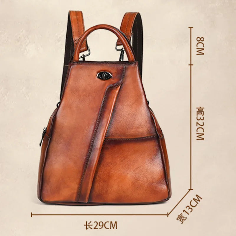 MOTAORA New Vintage Cowhide Women's Backpack Genuine Leather Travel Handbag Casual Large Capacity Solid Schoolbag Shoulder Bags