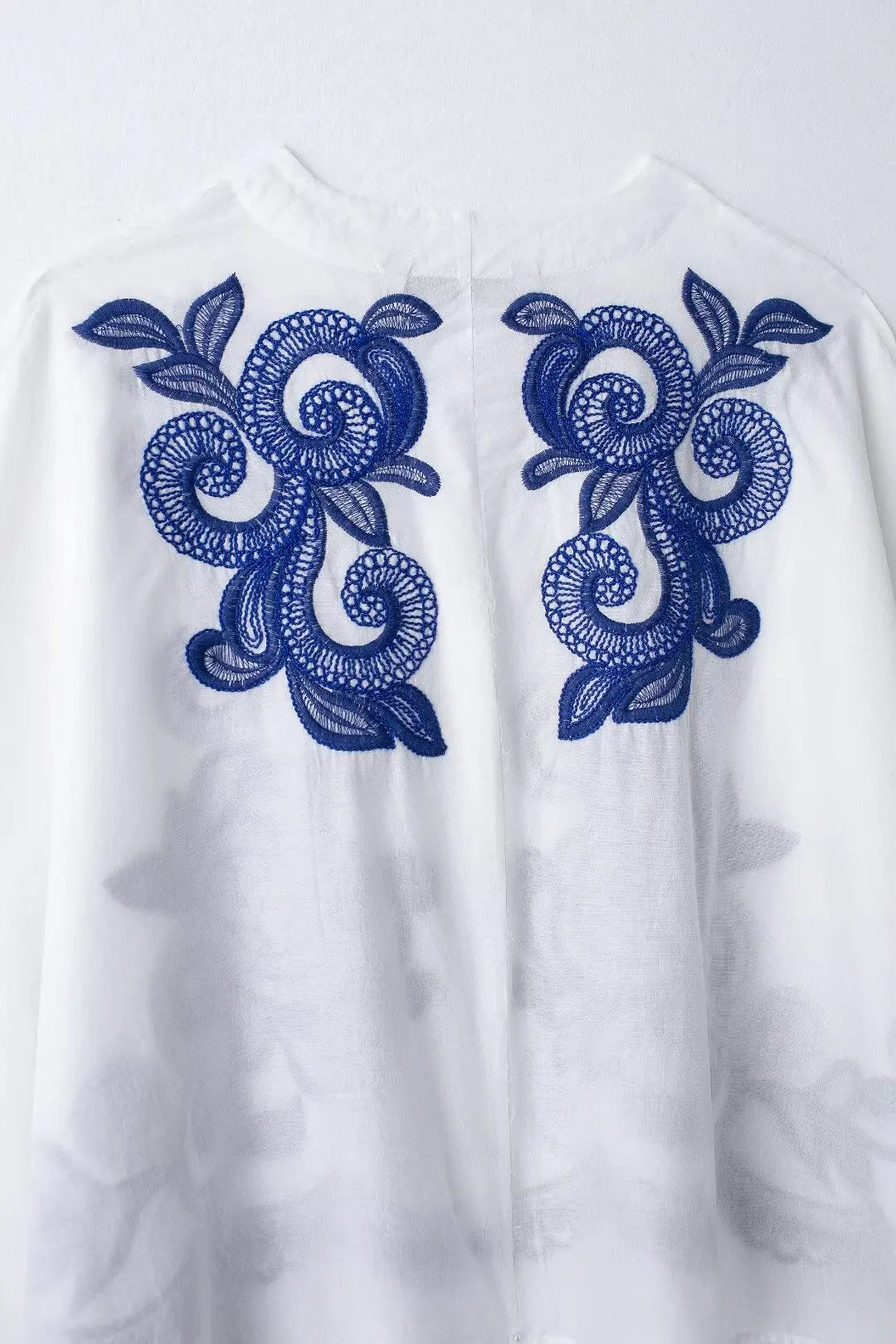 TRAFZA 2024 Women Skirt Set Blue Embroidery Three Quarter Bat Sleeve Shirt +Folds A Line Long Skirt Casual Loose Beach Holiday