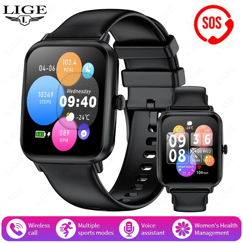 LIGE Fashion 1.83”HD Women Smart Watch Sports Fitness Watch Health Monitoring Digital Men Waterproof Smartwatch Ladies Bracelet