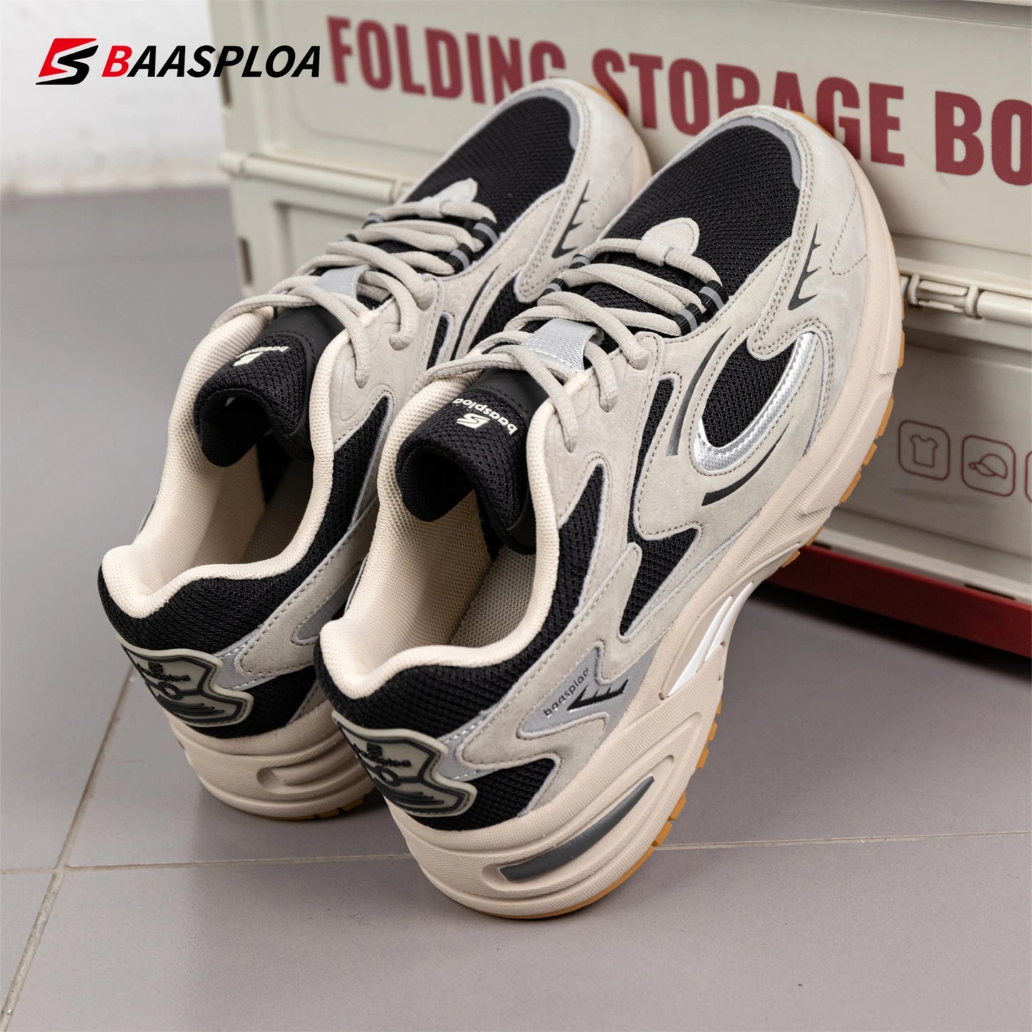 Baaslpoa New Men's Running Shoes Casual Mesh Fabric Breathable Non-Slip Walking Shoes Male Outdoor Basketball Sports Shoes