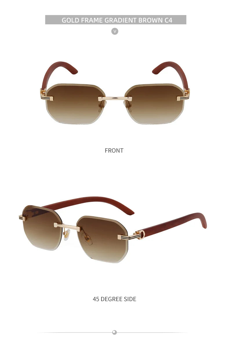 Vintage Square Rimless Sunglasses – 2025 Luxury UV400 Anti-Blue Light Eyewear for Men