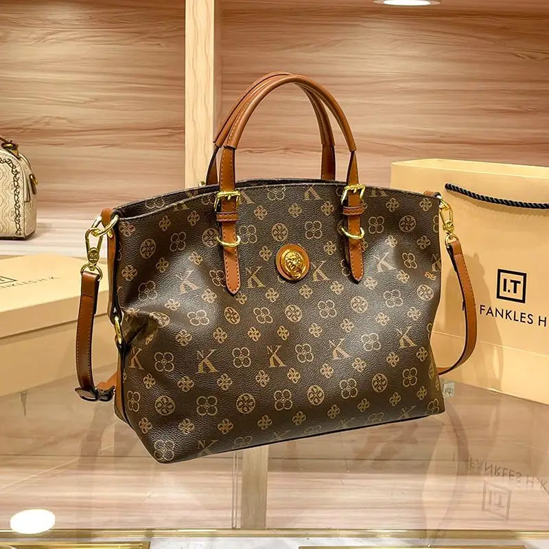 Women’s Light Luxury Retro Handbag – Large Capacity Shoulder & Crossbody Tote – 2025 High-End Fashion