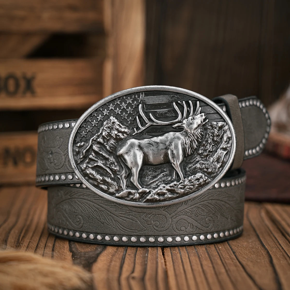 Men - Women - Western Denim - pu leather - Belt - Vintage jeans with carved buckle belt