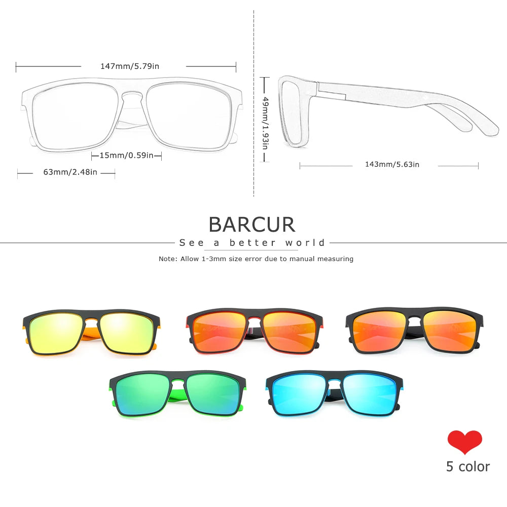 BARCUR NEW Polarized Sunglasses Men Driving Shades Male Sun Glasses For Men Oculos de sol