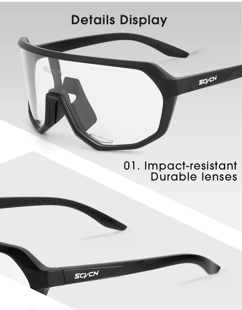 SCVCN Outdoor Sport Bike Photochromic Sunglasses Men Women bicycle MTB Road Cycling Glasses UV400 Fishing Goggles Running Eyewea