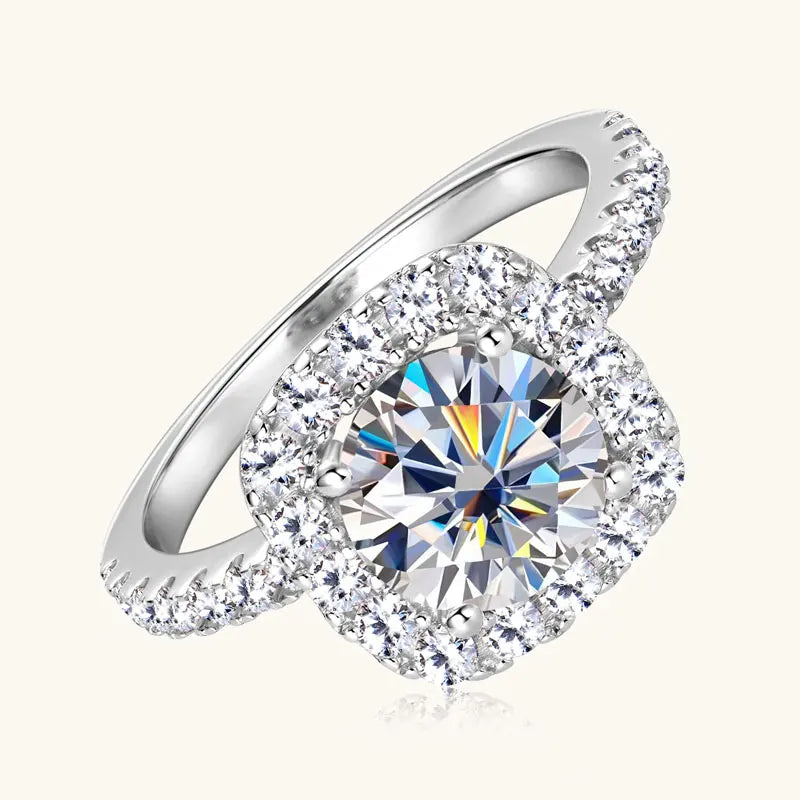 Lnngy 8mm 2ct Moissanite Halo Ring Certified 925 Sterling Silver Engagement Rings For Women Girls Wedding Party Jewelry Gift