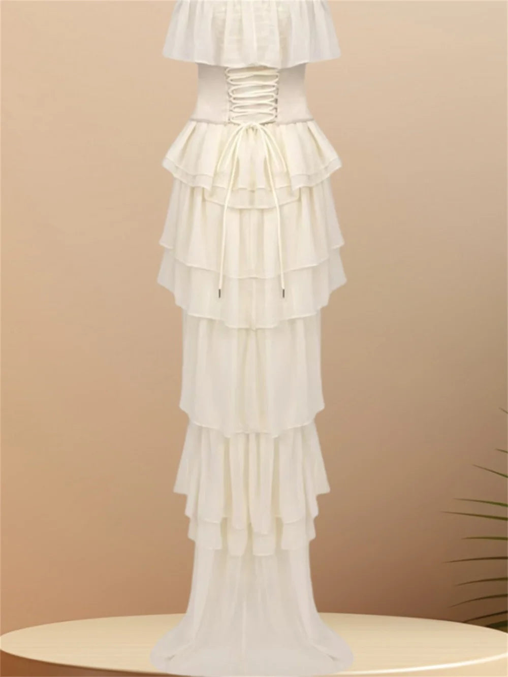 Mila Strapless Prom Dress Sleeveless Cascading Ruffles Customized Luxurious Women Evening Dresses Chiffon vestidos de fiesta