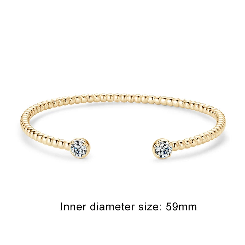 Lnngy Sparkling Moissanite Bracelets For Women Girl Original and Pure 925 Sterling Silver Cuff Bracelet Open Wrist Jewelry Gift