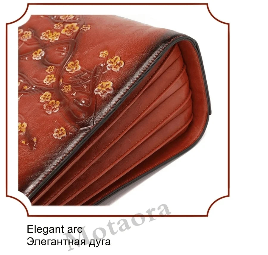 MOTAORA Vintage Embossed Women Shoulder Bag Leather Top-handle Bags Ladies Large Capacity Messenger Bags Floral Female Tote Bag