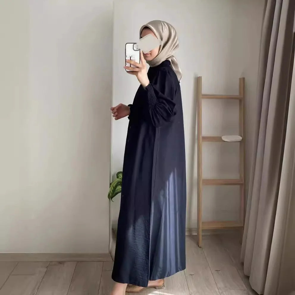 Abayas for Women Dubai Dresses Single Breasted Lace Up Jalabiya Arab Long Robe Ramadan Morocco Eid Muslim Kaftan Islam Vestidos