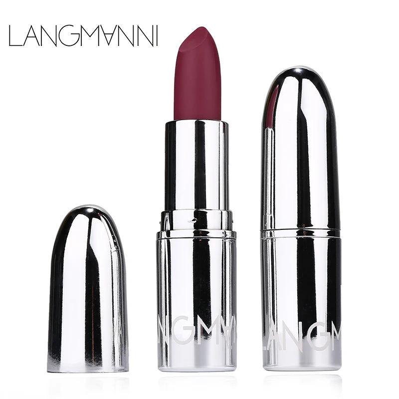 Langmani Silver Tube Matte Lipstick Non Staying Cup Makeup Lipstick 8 colors available