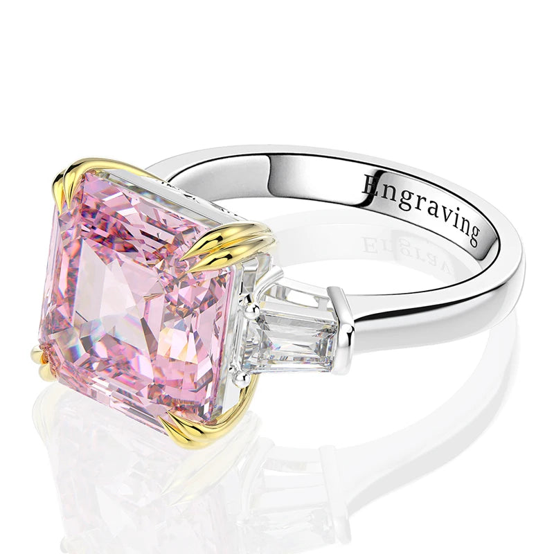 925 Sterling Silver Square Gemstone Ring – Citrine & Zircon Wedding/Engagement Design