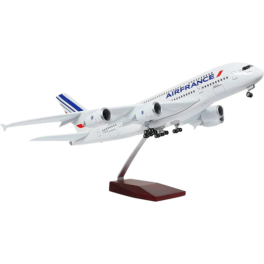 طائرة إيرباص A380 تابعة لشركة الخطوط الجوية الفرنسية بمقياس 1:160 نماذج كبيرة من الطائرات المصبوبة مع إضاءة LED للتجميع أو ديكور الهدايا