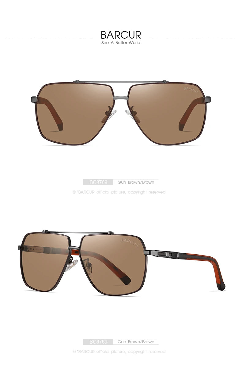 BARCUR Square Mens Sunglasses Polarized Driving Gradient Sun Glasses for Men UV400 Shades Eyewear Oculos Gafas De Sol
