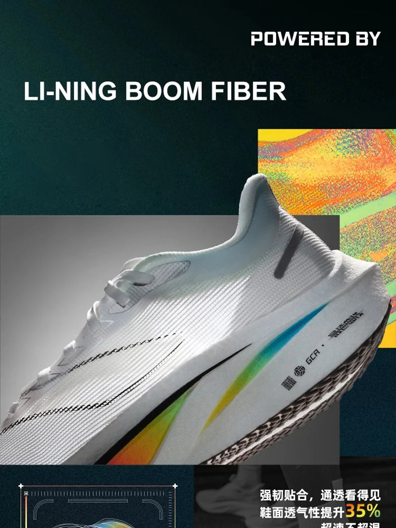 Li-Ning Men FEIDIAN 4 CHALLENGER Racing Running Shoes CARBON-FIBER PLATE BOOM Cushion Sport Shoes Breathable Sneakers ARMU005