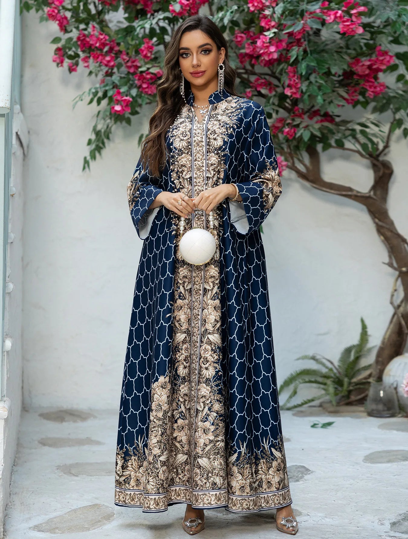 Muslim Dress Women Abaya for Eid Diamond Party Dresses Arab Long Robe Print Abayas Dubai Morocco Kaftan Islam Jalabiya Vestidos