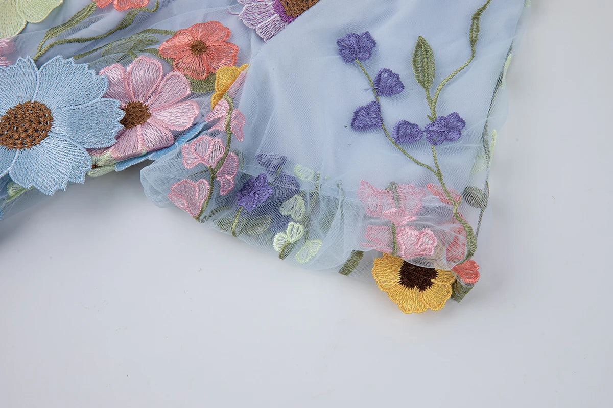 Summer High-end Embroidery Lace Prom Dress Women French Luxury 3D Flower Short Sleeve Long Dress Party Bodycon Holiday Vestido