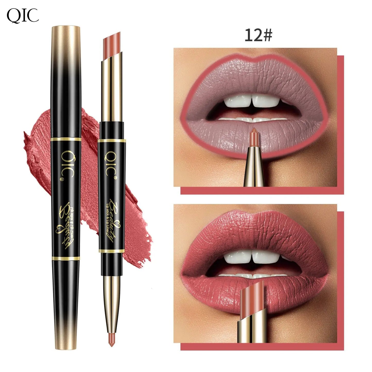 2 IN 1 Lip Liner Waterproof Nude Matte Lipstick Pencil Sexy Red Long Lasting Double Ended Lipliner Makeup Cosmetics For Women
