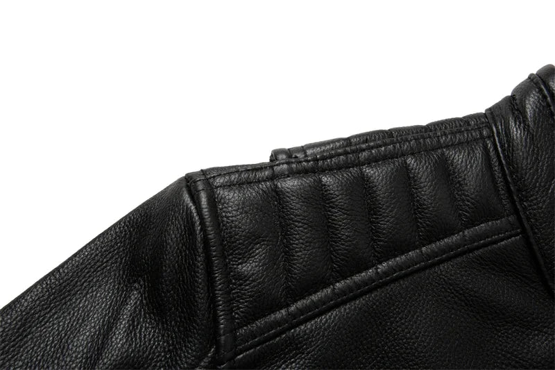 Men's Natural Leather Jacket First Layer Calfskin Stand Collar Motorcycle Jacket Retro Brown Cowhide Jacket Men‘s Biker Clothes