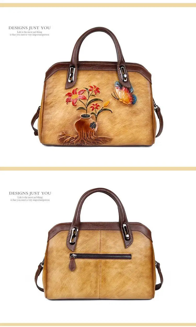 MOTAORA Vintage Women Shoulder Bags Genuine Leather Retro Ladies Handbags For Female Handmade Embossed Women's Bag 2025 Trend