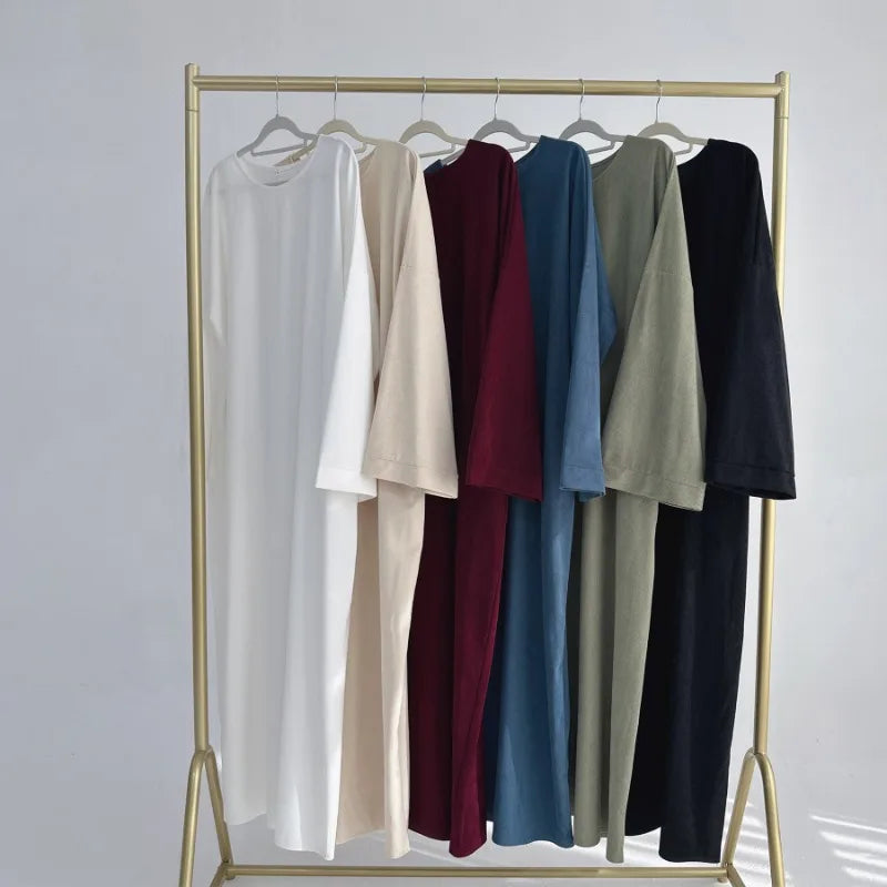 Warm Arabic Corduroy Abaya Dress for Women Ramadan Dubai Women Modest Muslim Coat Winter Islam Clothing New Turkey Solid Robe