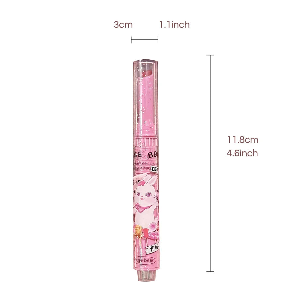 Gege Bear Garden Pink Rabbit Solid Lip Gloss Moisturizing Watery Colored Lip Balm Long-lasting and Tender Lip Balm