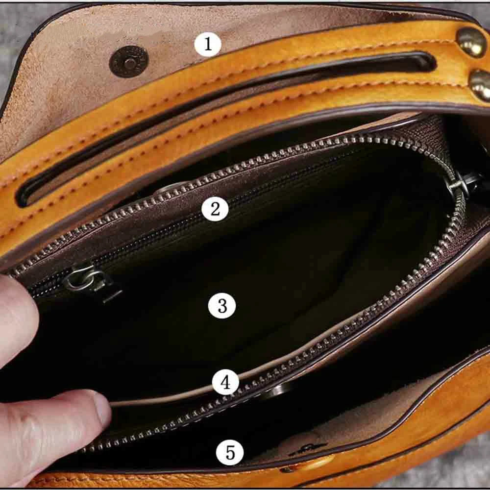 MOTAORA Women's Vintage Bucket Bag Genuine Top-Grain Leather Handmade Purse Luxury Designer Casual Office Travel Shoulder Bag