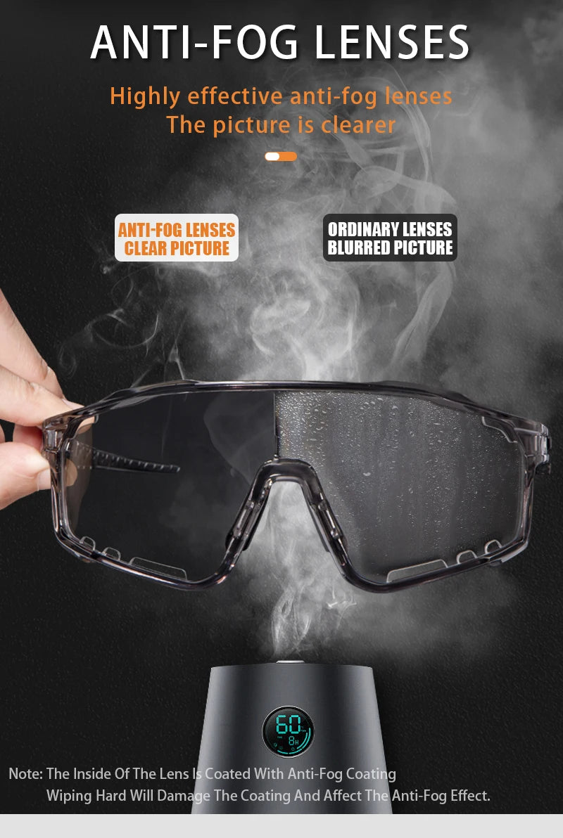 Kapvoe Outdoor Photochromic Sunglasses Anti-fog Cycling Glasses Bike Bicycle Men Women Sports Hiking MTB UV400 Anti-fog Goggles