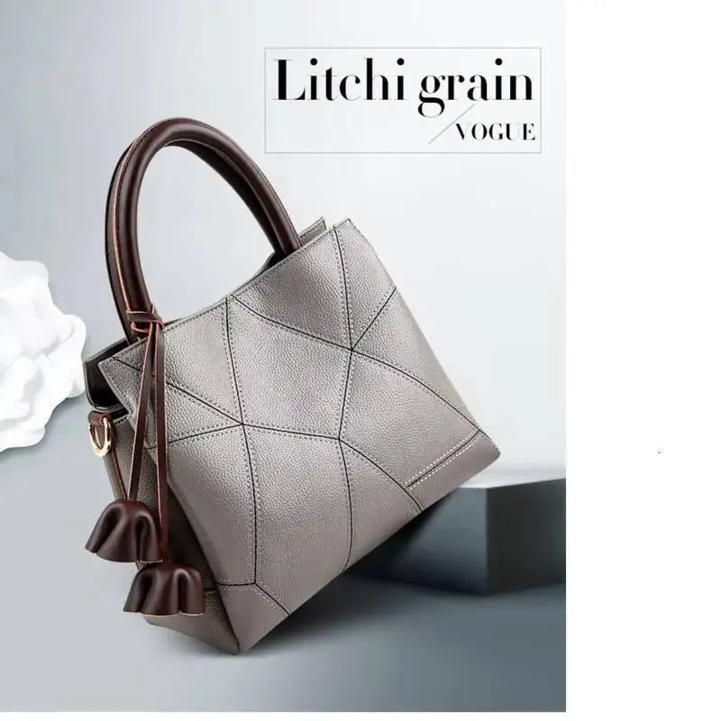 MOTAORA Premium Leather Women's Crossbody Handbag - Designer Luxury Patchwork Bag for Mature Moms