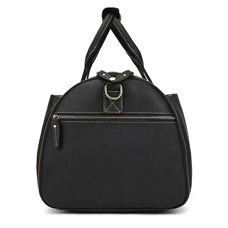 Crazy Horse Leather Folding Suit Bag Man Business Travel Bag With Shoe Pocket Clothes Cover Luggage Duffel Bag Man Bag For Suits
