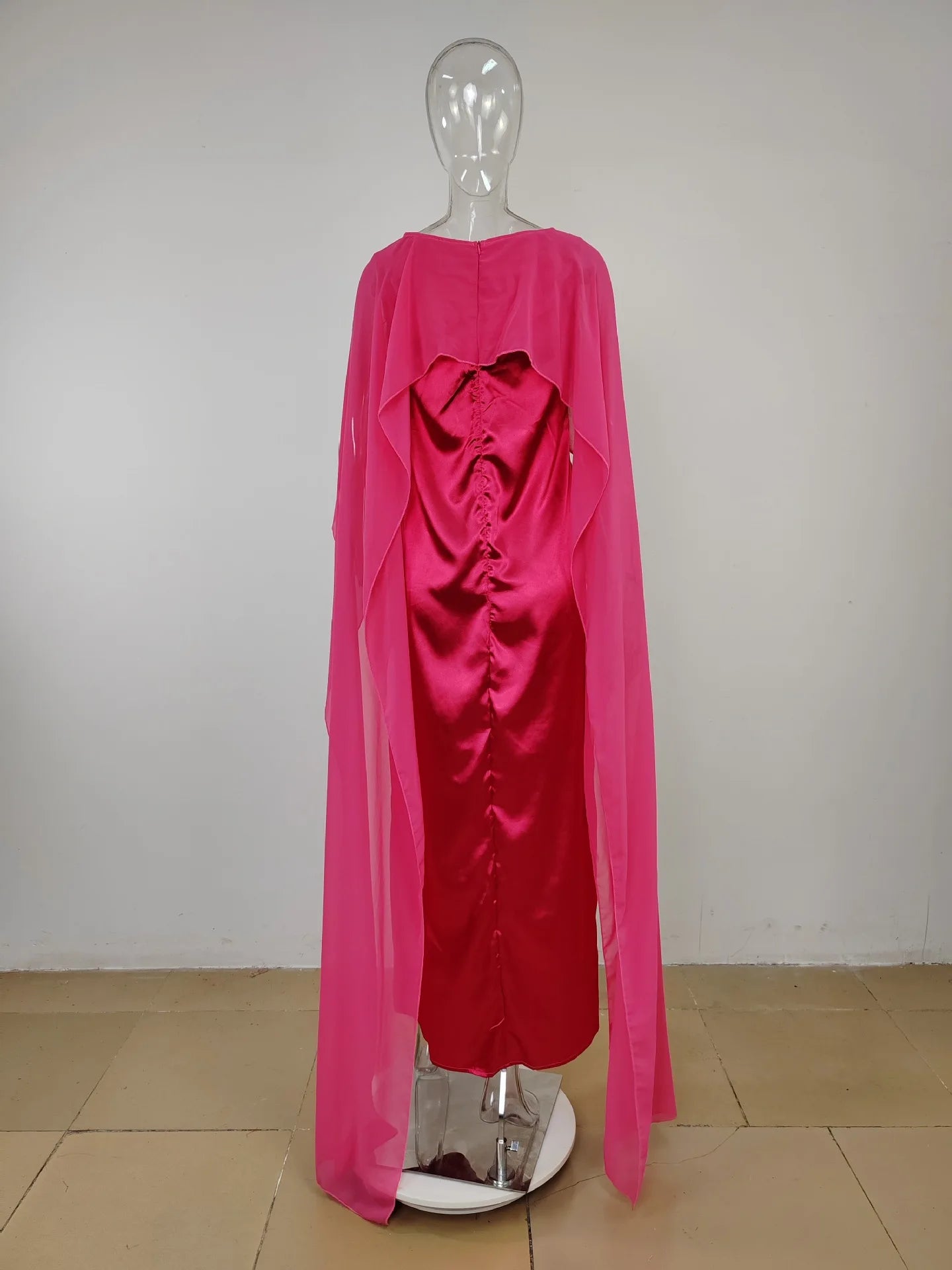 Women Dress Long Dresses Solid Round Neck Full Sleeve Casual Regular Loose Fit Elegant Splice High Waist Vestidos