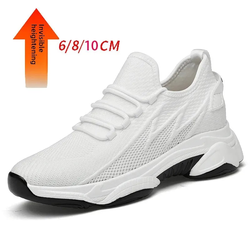 Invisible Heightening 8CM Men's Running Shoes Low Heel Soft Bottom Casual Sports Shoes Breathable Mesh Inner Lining EVA Insole