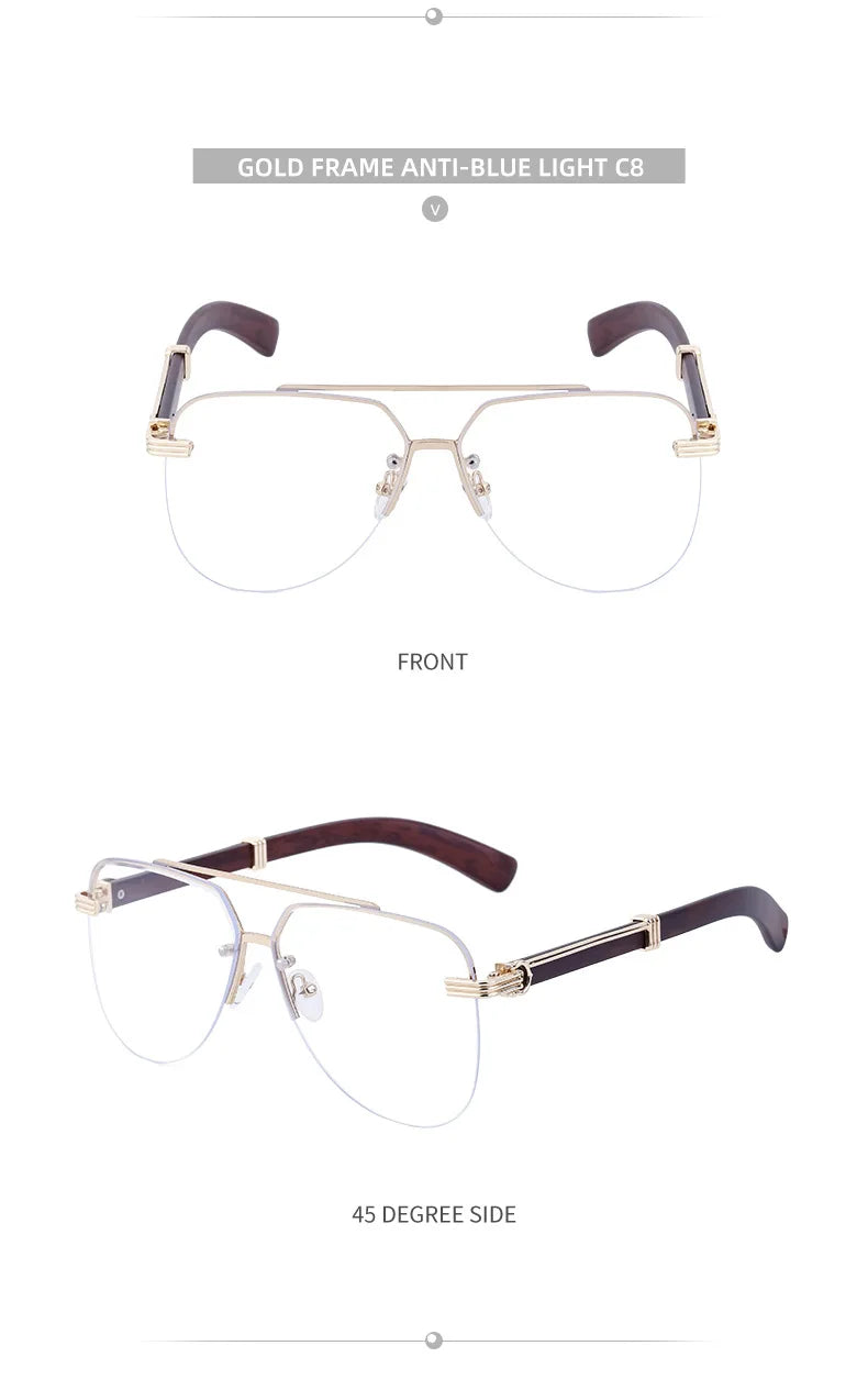 Vintage Square Rimless Sunglasses – 2025 Luxury UV400 Anti-Blue Light Eyewear for Men