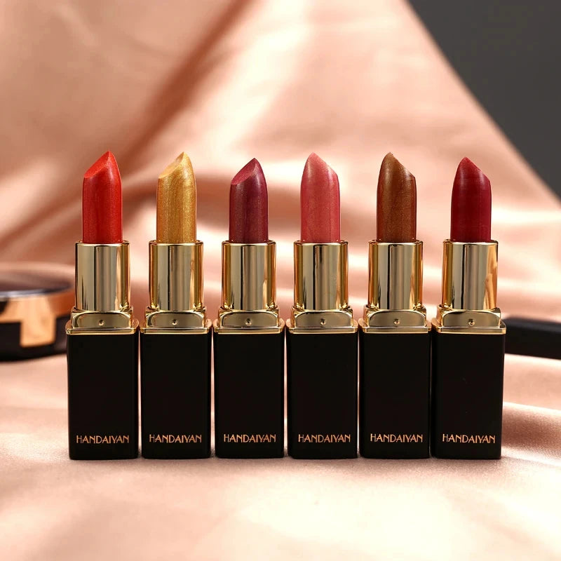 Black tube gold shiny lipstick, pearl moisturizing lipstick 9 colors available
