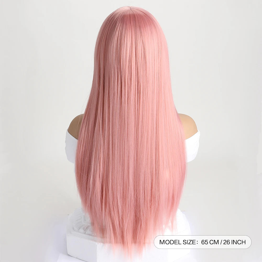 26Inch Colour Wig Long Straight Synthetic Wig for Women Fashion Wig for for Daily Halloween Costume Party Cosplay 