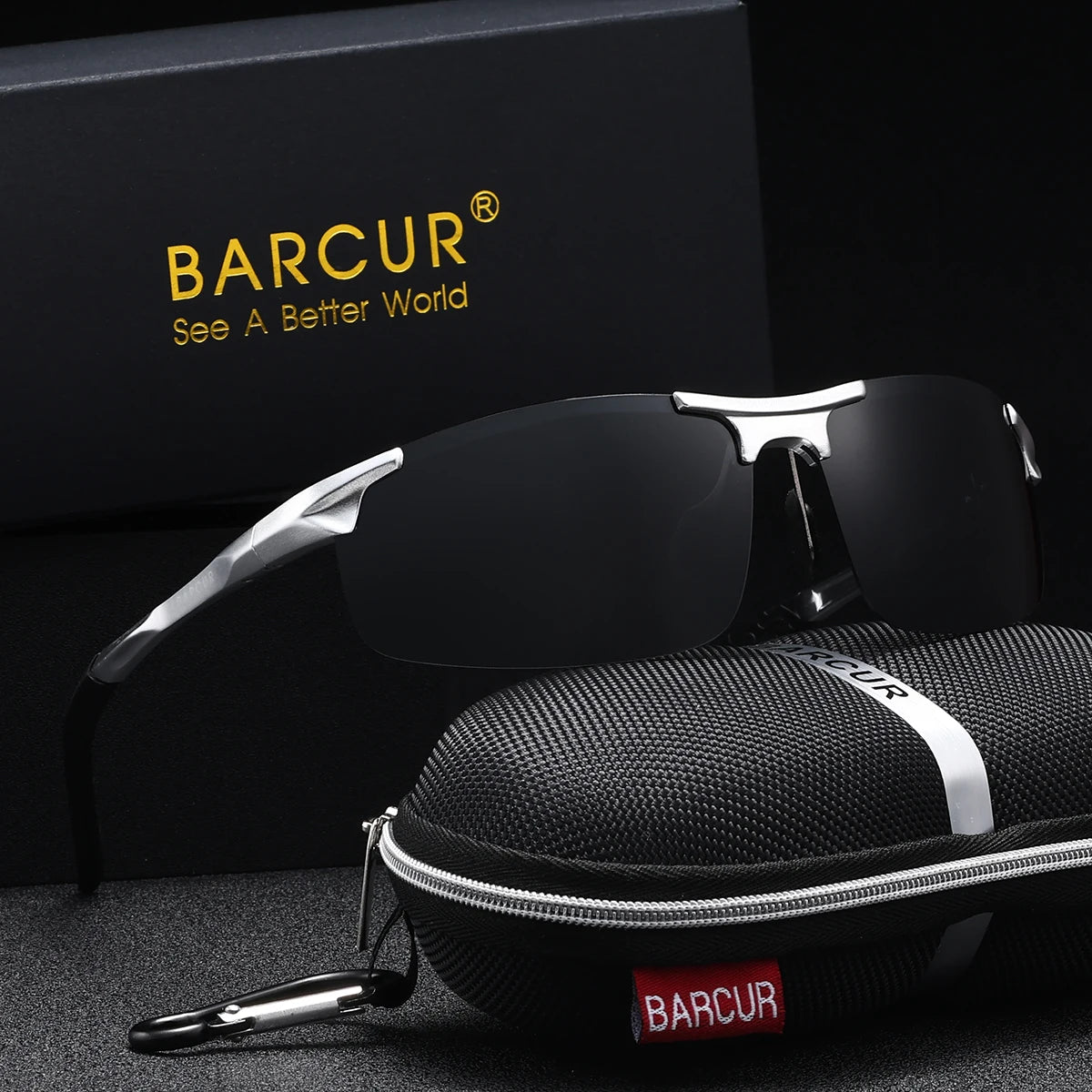 BARCUR Orange Fashion Polarized Sunglasses Aviation Aluminum Magnesium Alloy Metal Half Frame Glasses Men And Women Sunglasses