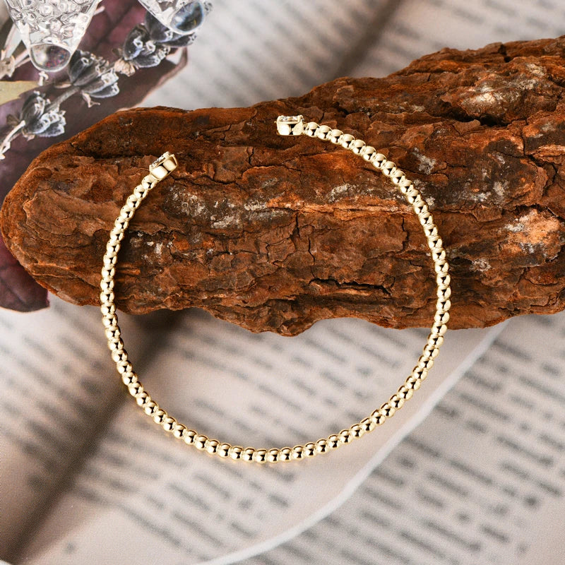 Lnngy Sparkling Moissanite Bracelets For Women Girl Original and Pure 925 Sterling Silver Cuff Bracelet Open Wrist Jewelry Gift