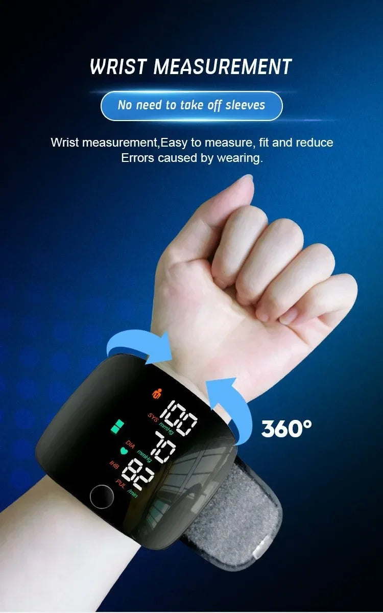 🖤 LINGKUN Wrist Blood Pressure Monitor,
LED Display | Fast Measurement | Digital Tensiometer | Heart Rate | USB Rechargeable