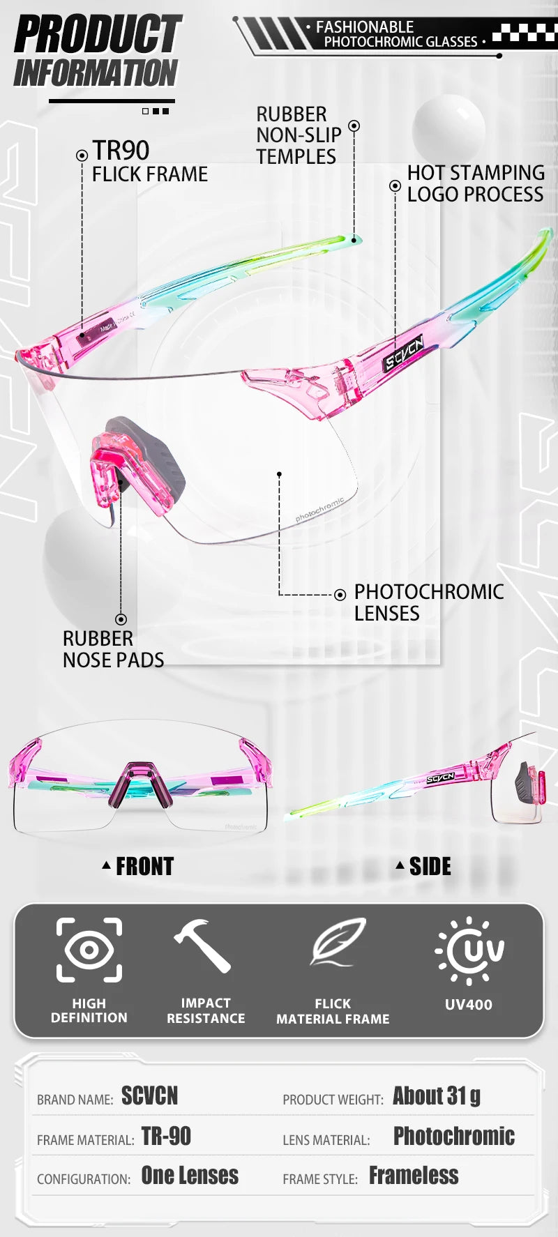 SCVCN New MTB Anti Fog Photochromic Sunglasses Men Outdoor Anti-fog Cycling Glasses Bicycle Women Bike MTB UV400 Sports Eyewear